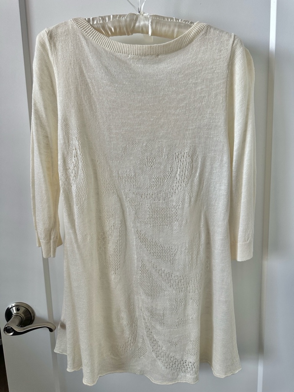 Anthropologie Abbey Pointelle Pullover Ivory Sweater Tunic Petite - Picture 5 of 7